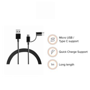 Mi 2-in-1 Micro USB to Type-C USB Cable  100cm